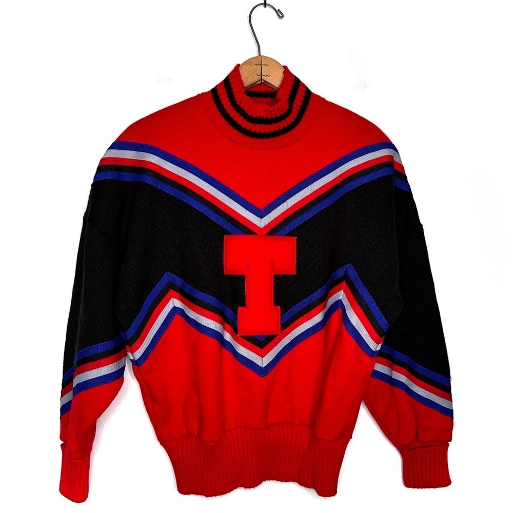 Cranbarry | Men’s Vintage Red Varsity Sweater Letter “T” Letterman Size Small